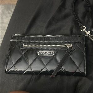 Coach Black Quilted Leather Wristlet